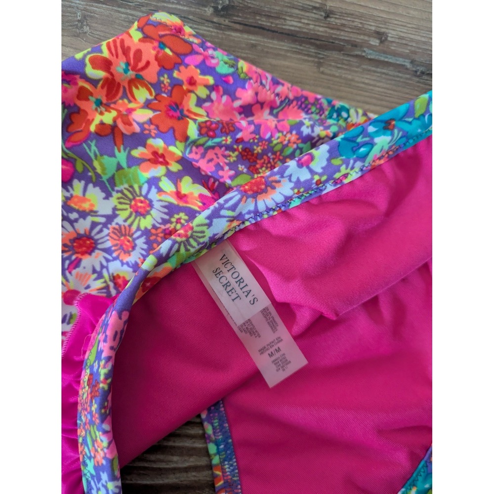Victoria's Secret VS Floral Ruffle Pink Cheeky Bikini Bottom Medium - Picture 3 of 6